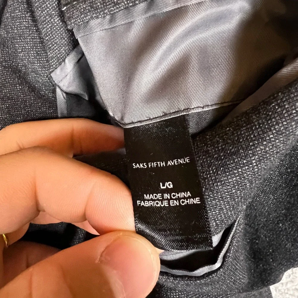 Saks Fifth Avenue Blazer Mens 44 Charcoal Grey Good Unstructured Knit Sport Coat